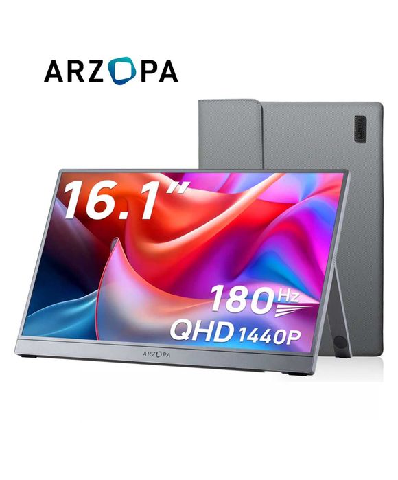 Портативний ігровий монітор ARZOPA Z3FC 16.1" Grey QHD 180Hz + чохол