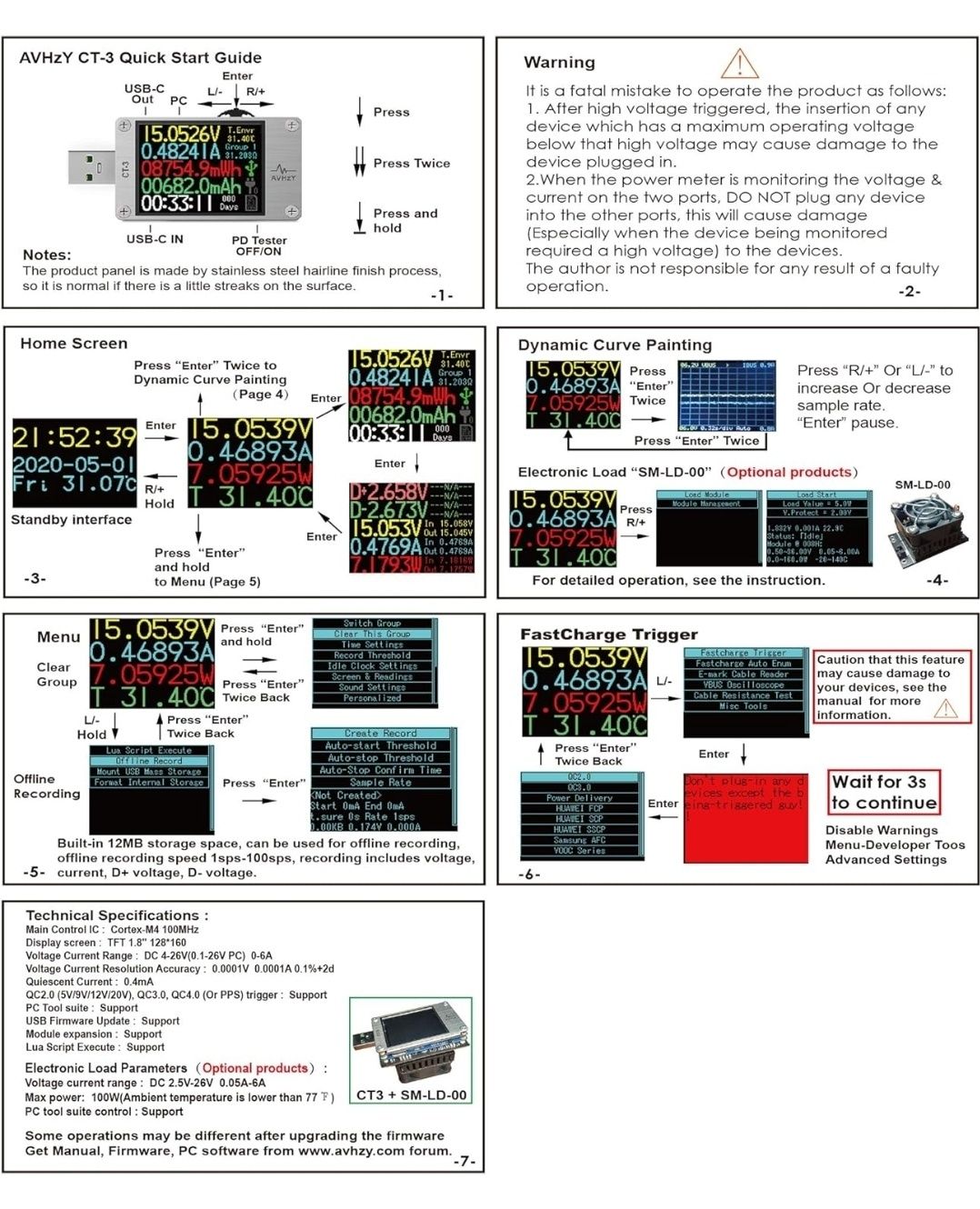 AVHzY USB Power Meter CT-3 - Тестер USB 3.1, цифровий мультиметр
