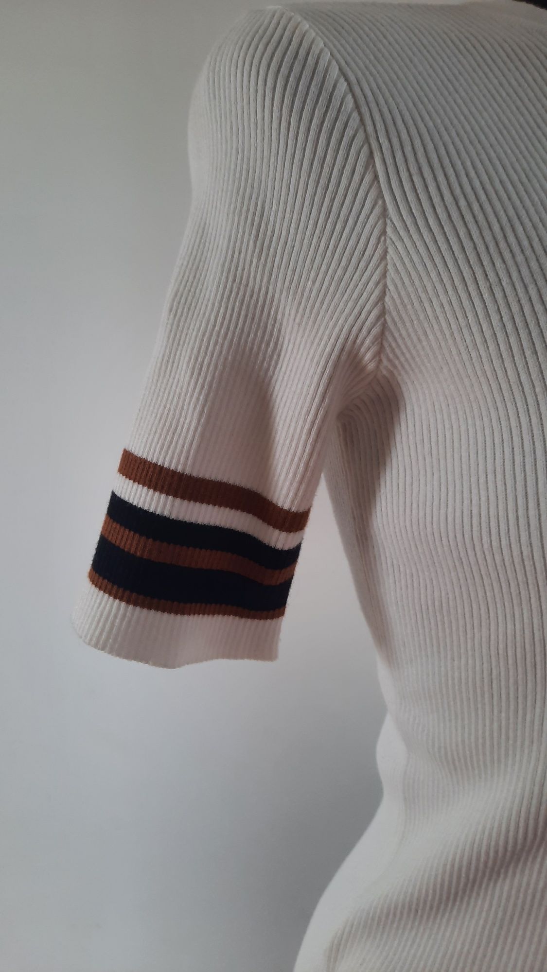 Bluzka Vero Moda kremowa, ecri, brąz, czarny