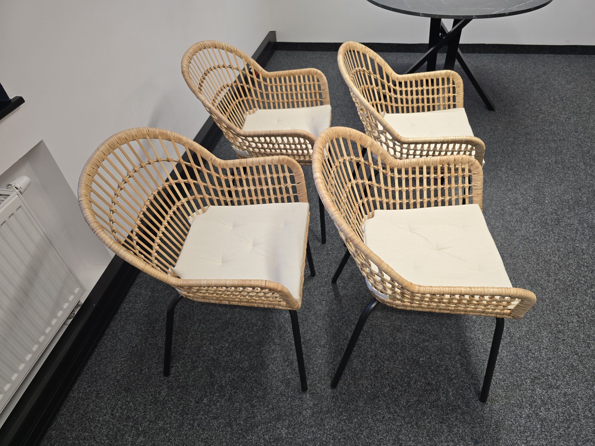 IKEA NILSOVE Krzesło z podłokietnikami, rattan/czarny IKEA