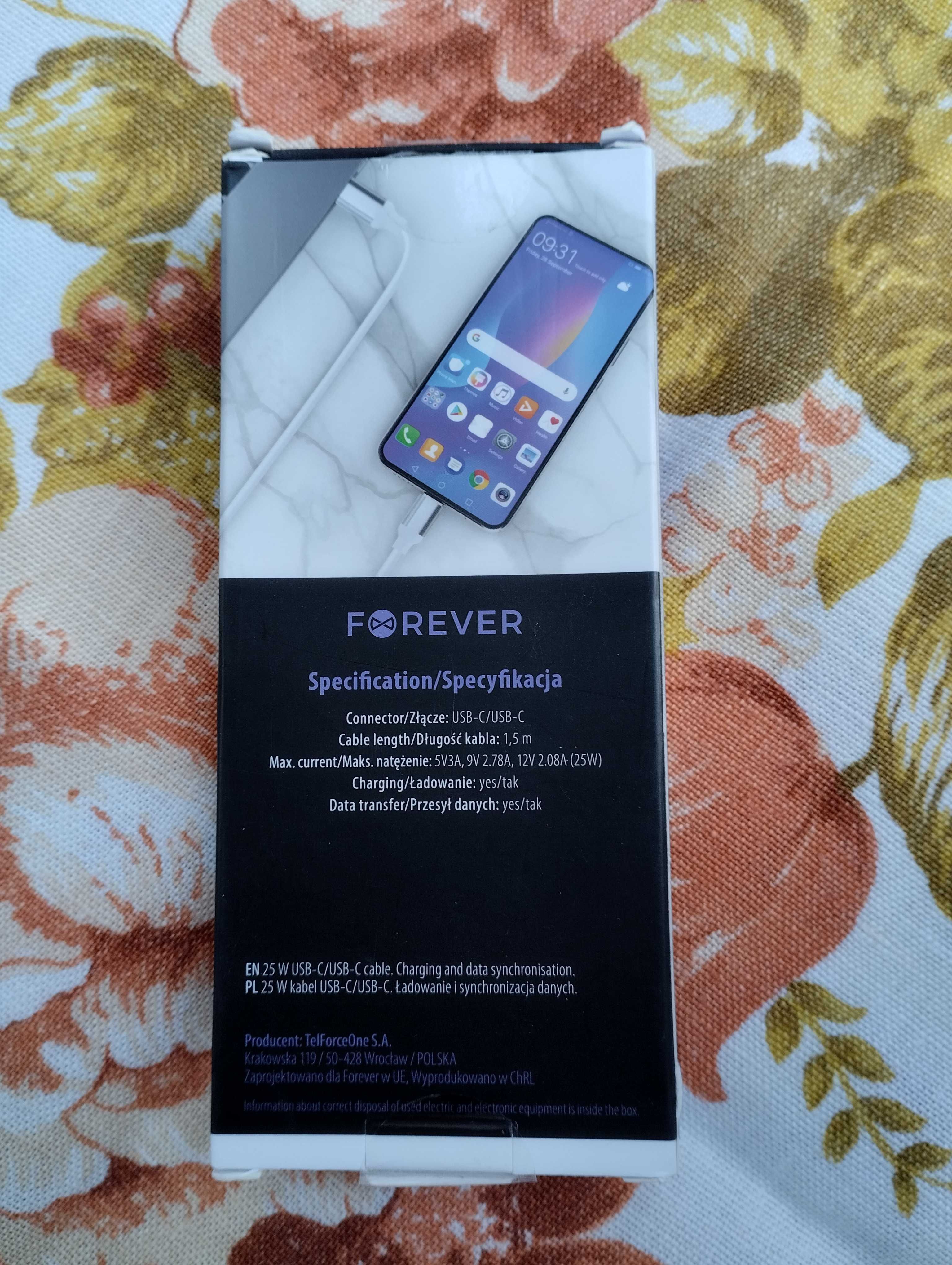 Nowy Kabel Forever HIGH Power USB-C / USB-C 25W  długość 1,5 m