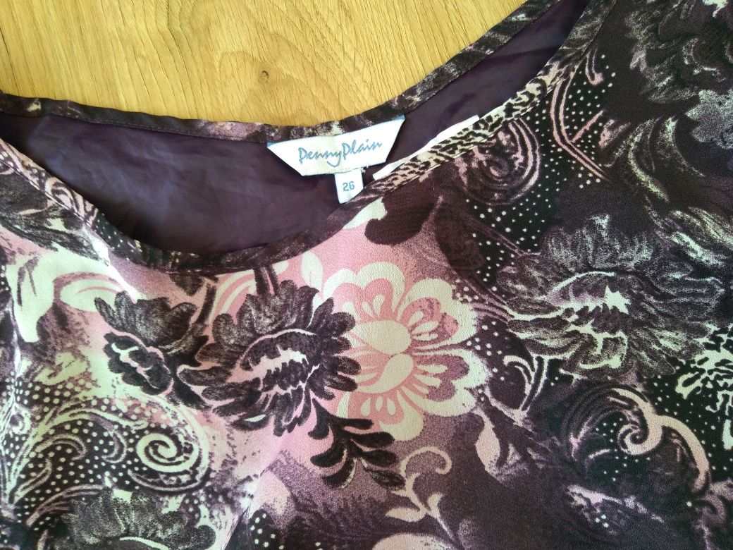 Letnia bluzeczka tunika dla puszystej 52 54 6XL elegancka w kwiaty