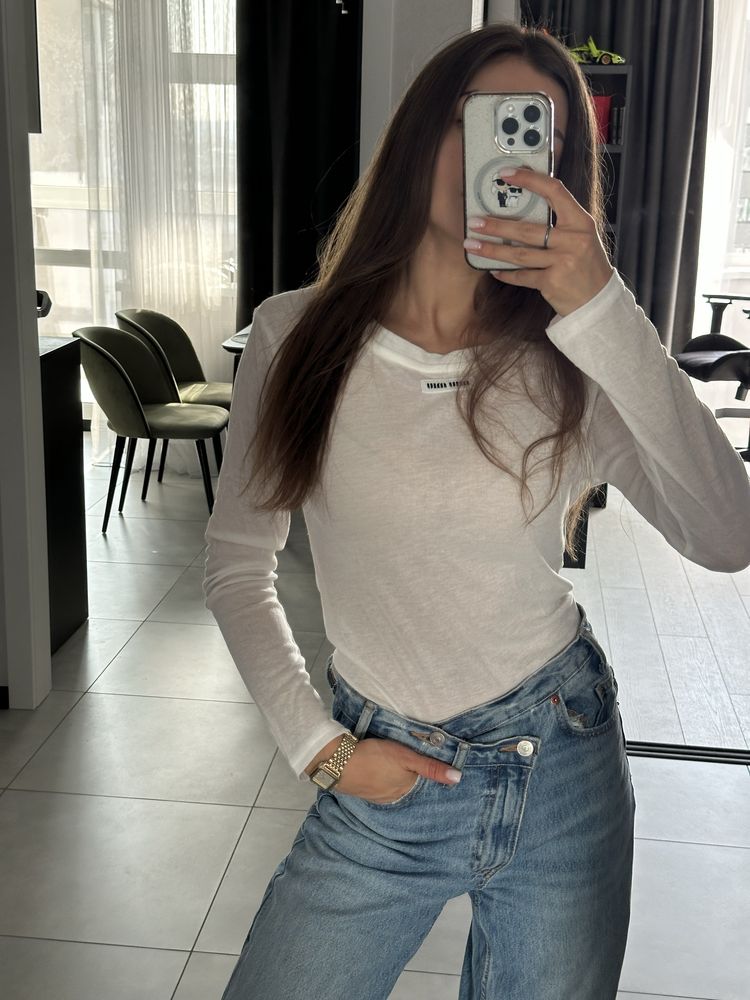 Жіночий лонгслів, лонгслів в стилі miu miu