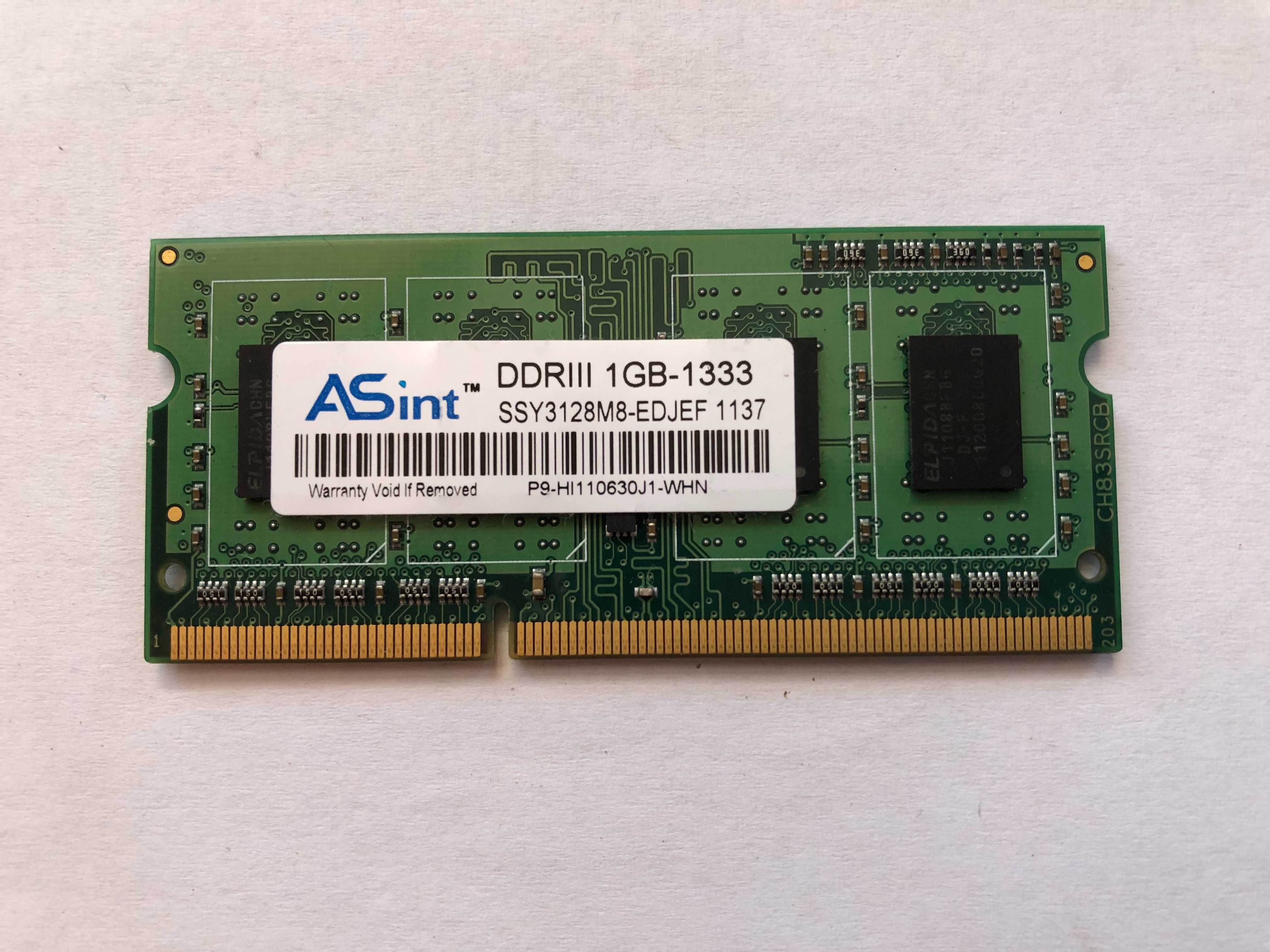 Pamięć RAM PC3 DDR3  1GB do laptopa