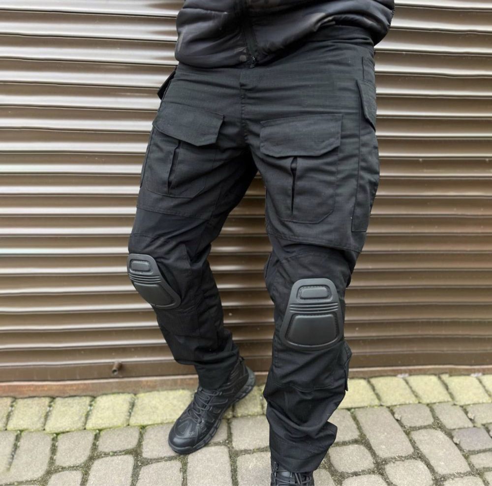 SWAT Тактические штаны Rip-Stop Black под интегрированные наколенники