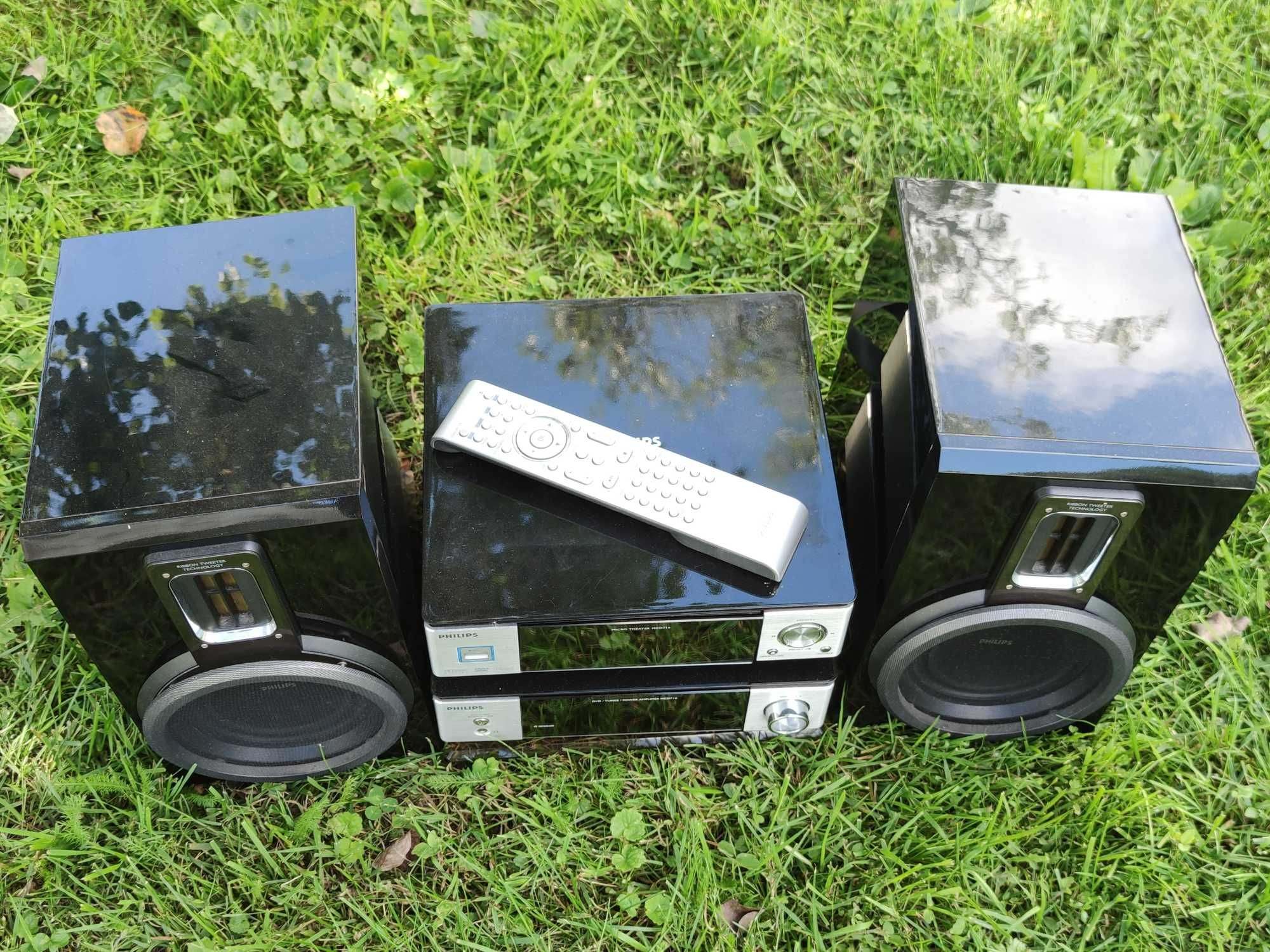 Wieża Philips MCD716 z CD/DVD/USB Kolumny wstęga + LED/Pilot. Rarytas