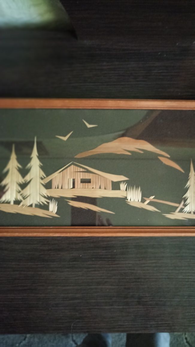 Картина "Дом в горах".солома.Картина в дерев'яній рамці під скломСолом