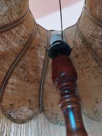 Lampa podłogowa dębowa kołowrotek antyk