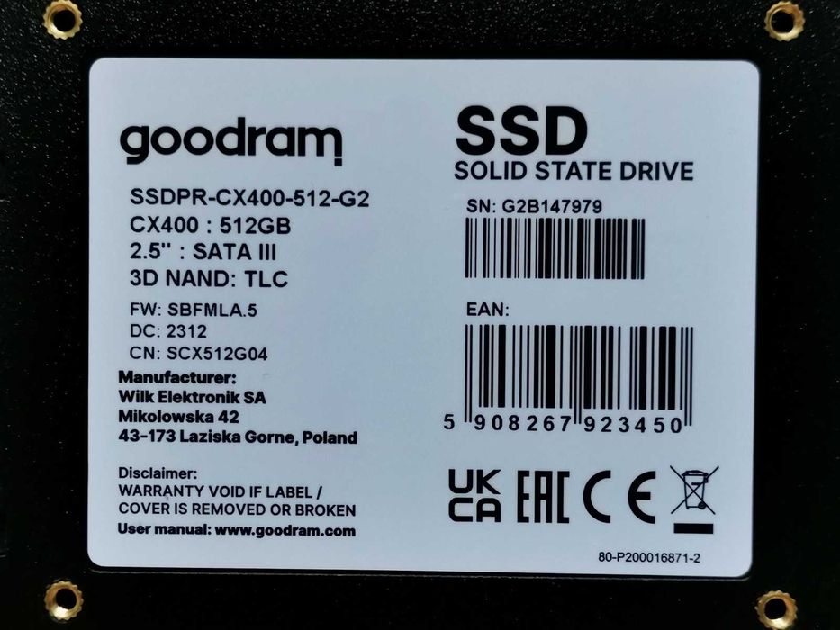 SSD 512GB GoodRam Cx400