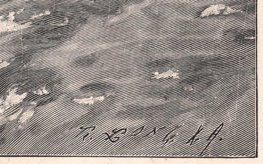 Bohm: Przybrzeżne fale. Pejzaż morski. Drzeworyt 1899 r. oryginał