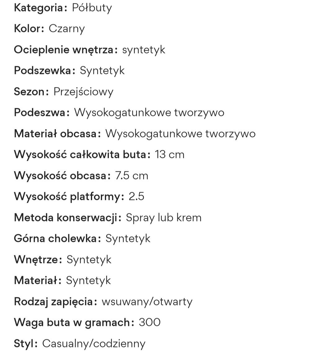 Półbuty na koturnie 38