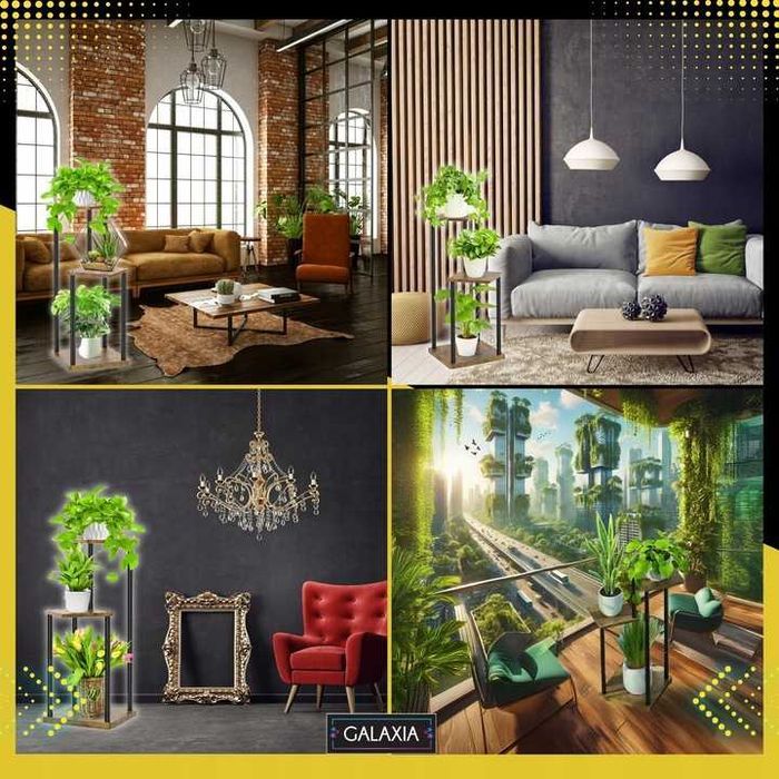 KWIETNIK STOJĄCY Stojak na Kwiaty Kwiatki Rośliny Drewniany Loft