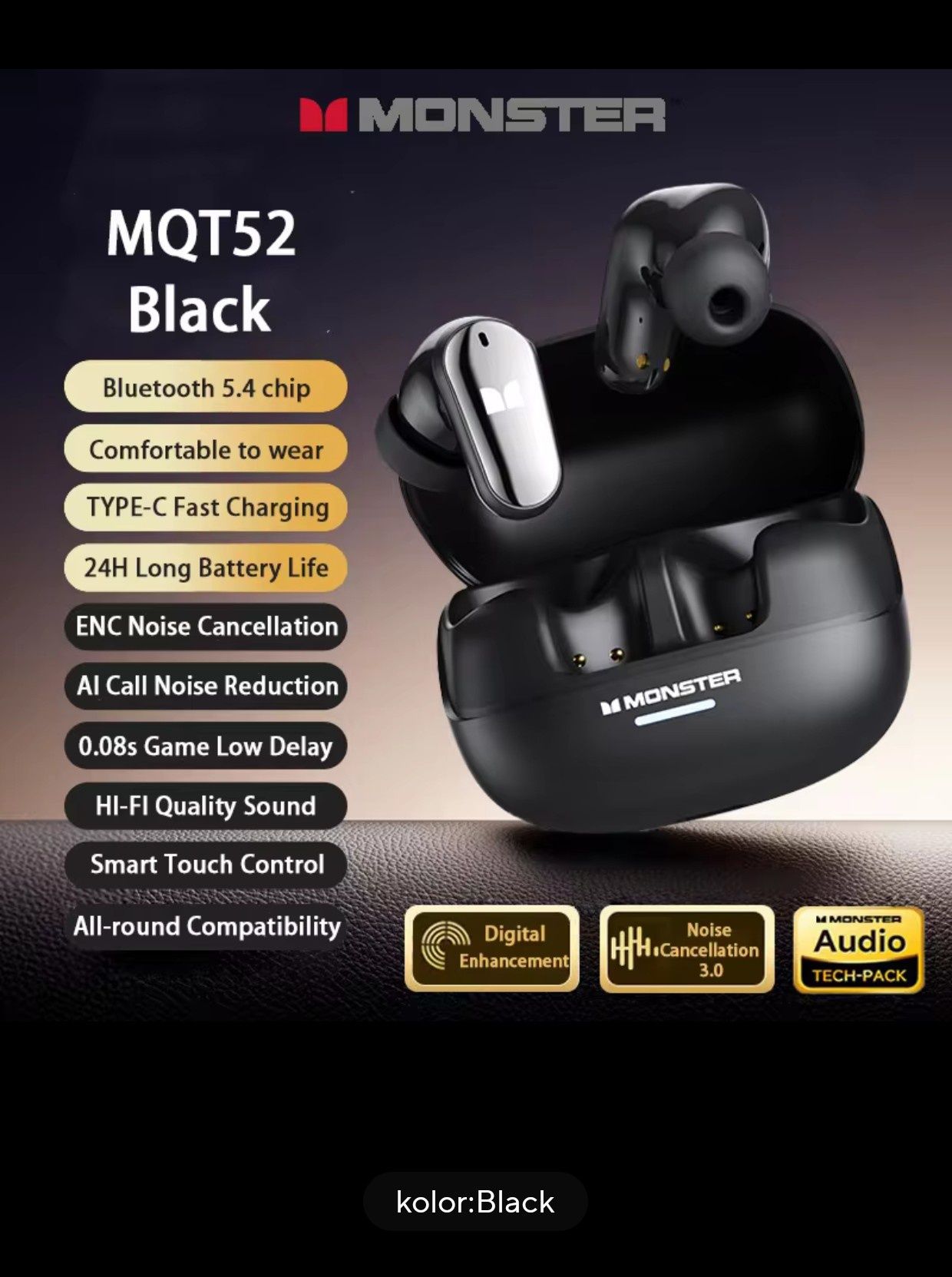 Monster MaxStar MQT52 MegaBas[Czarne]