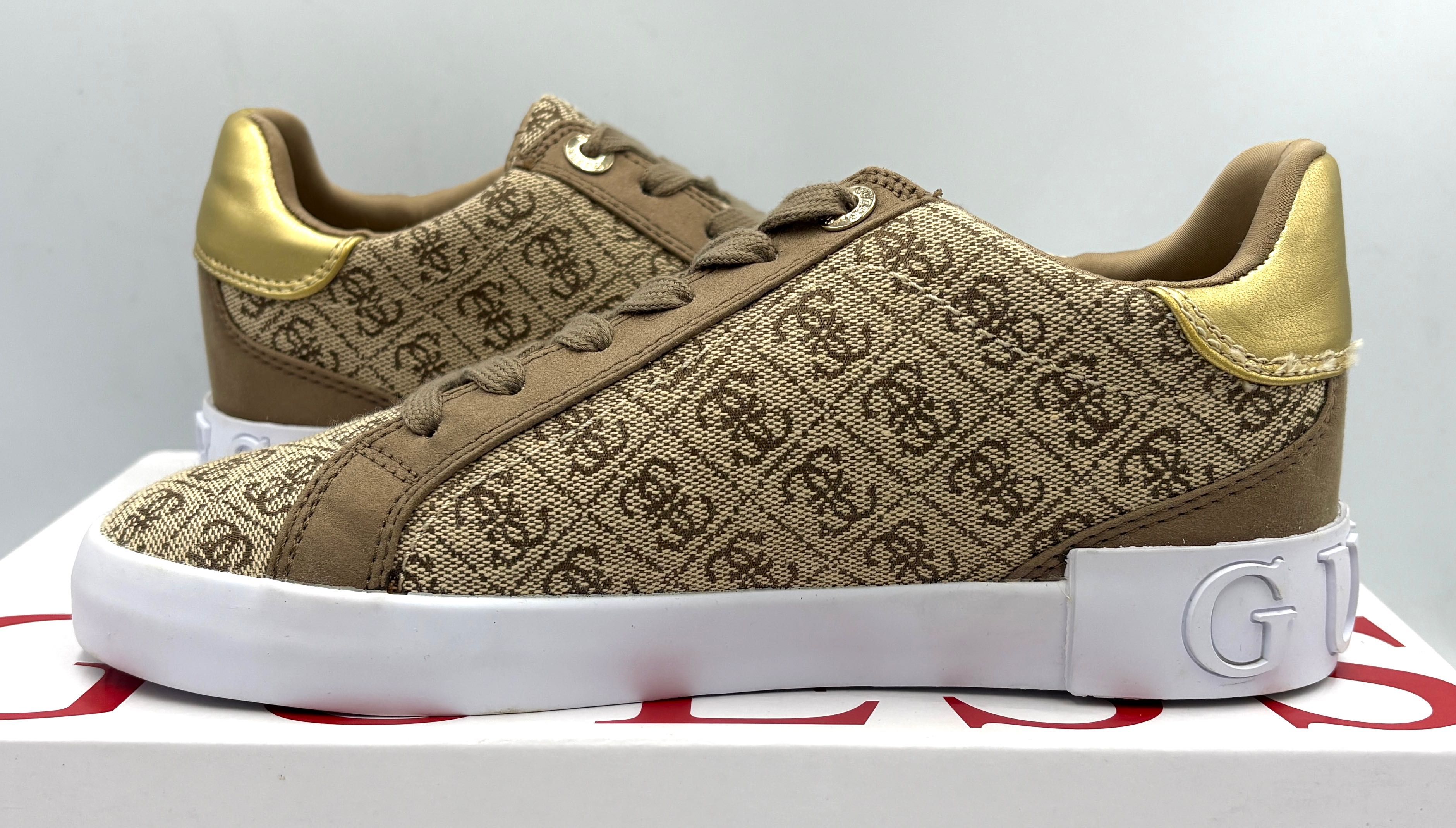 ‼️Nowe oryginalne trampki sneakersy GUESS Puxly2 beżowe 37 AZ 039