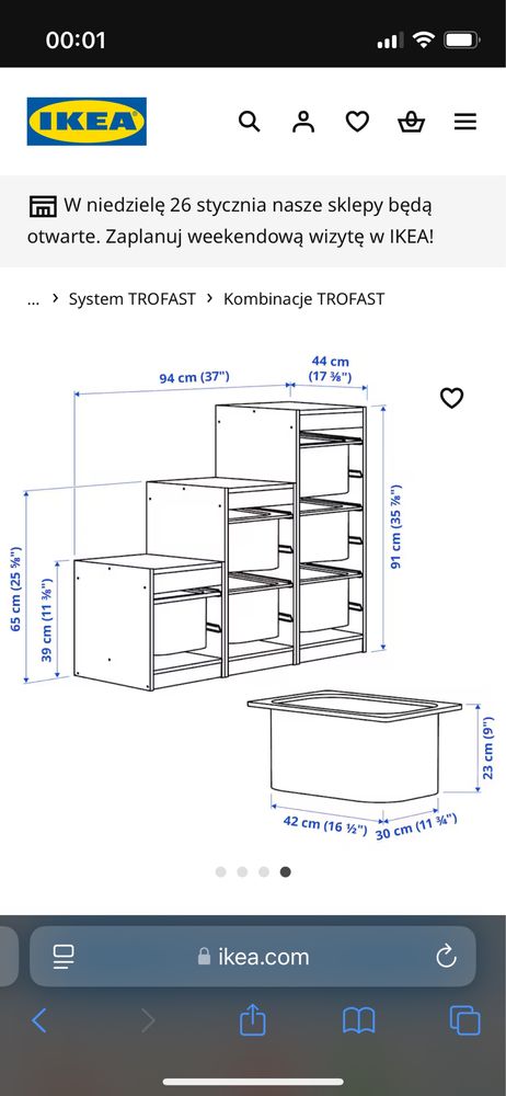 Ikea drewniany regał dziecięcy komoda Trofast z pojemnikami