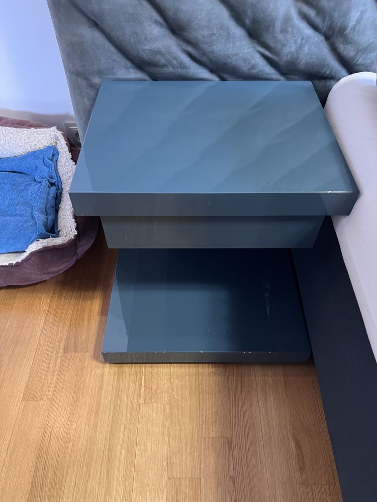 Łóżko z pojemnikiem + zagłówek + 2 szafki nocne MERIDIANI 180x200