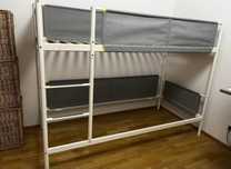 Łóżko piętrowe rama Ikea Vitval biało szare 90x200