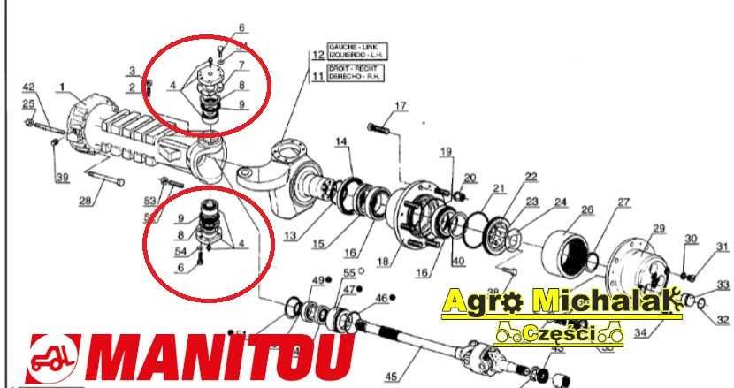 Sworzeń zwrotnicy Manitou  958190 Manitou MVT660, MT1637, MT431CP ,