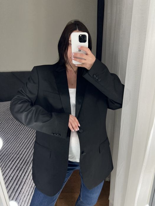 Оверсайз піджак блайзер жакет франк якісний чорний пиджак батал