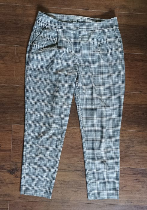 Spodnie w kratę szaro brązowe H&M rozmiar 40