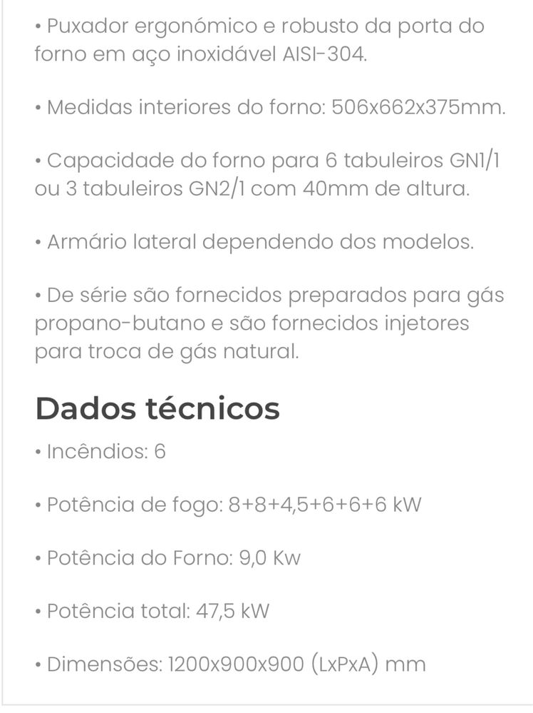 Fogão industrial Junex com 6 Queimadores e forno Xl