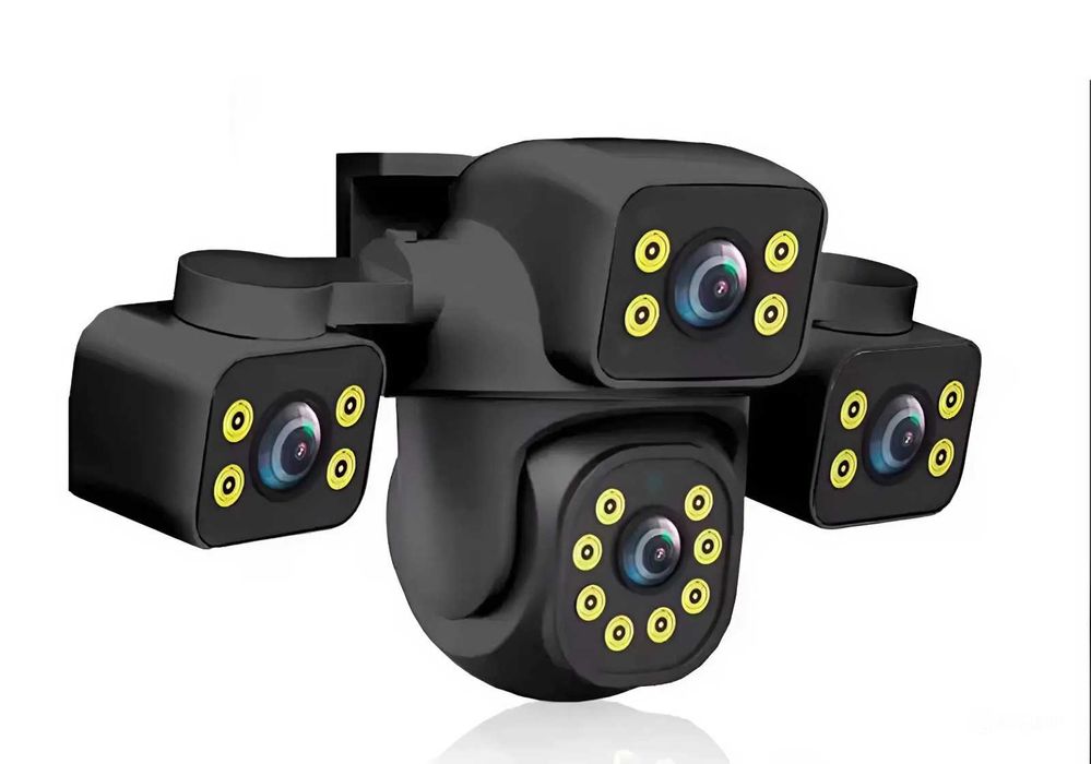 Тройная уличная камера видеонаблюдения 9MP 390Eyes с боковыми линзами