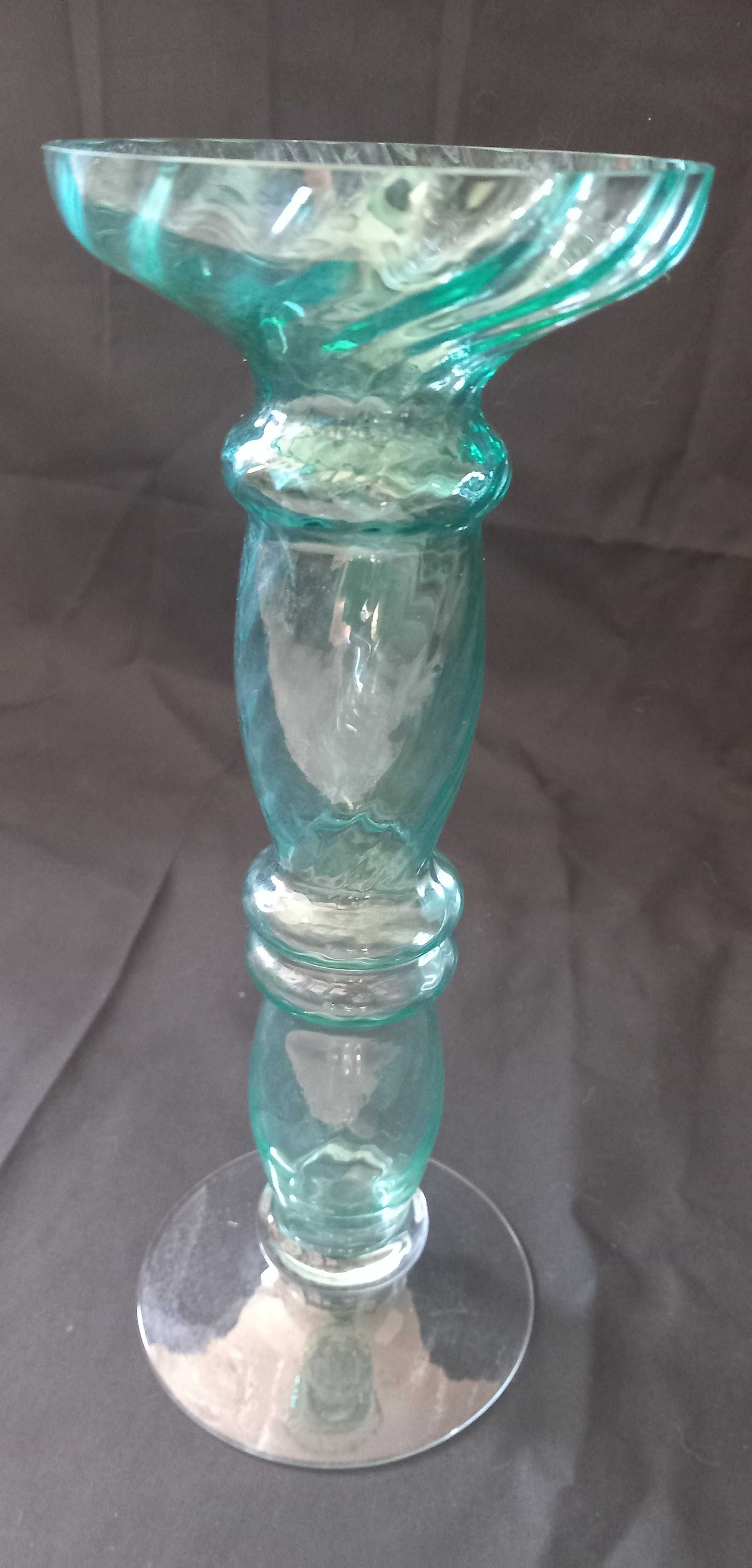 Castiçal Vaso Vintage Vidro verde