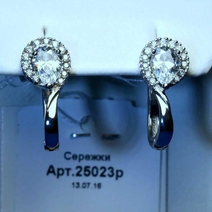Серебряные серьги, сережки из серебра с камнями, без вставок 925 проба