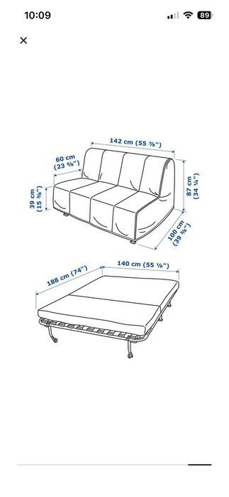 Sofa rozkładana 2-osobowa LYCKSELE HÅVET z IKEA