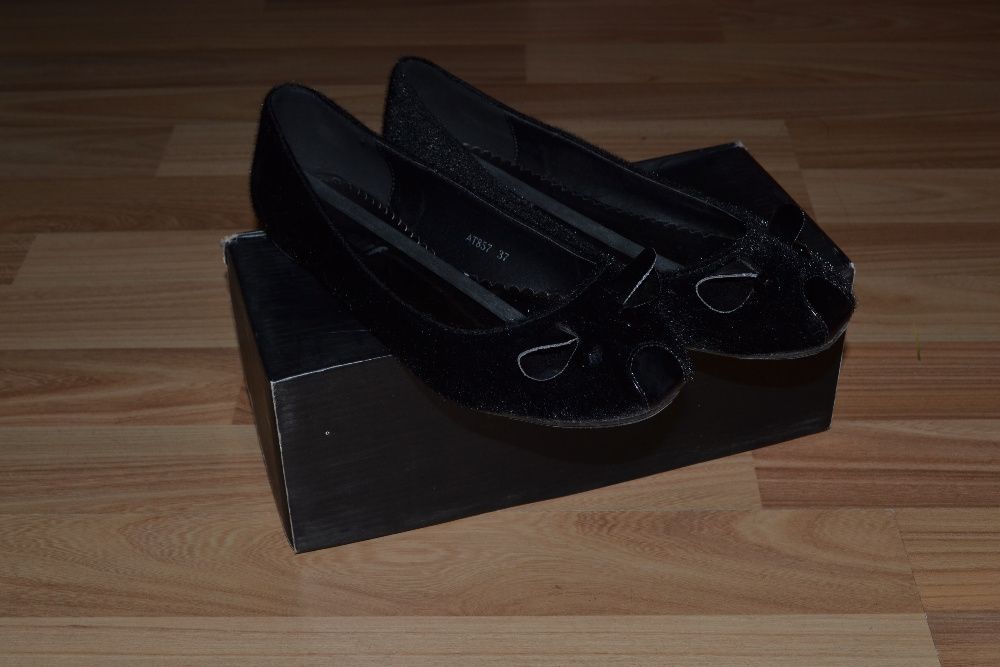 Buty baleriny myszy myszki kotki 37 4 czarne plusz