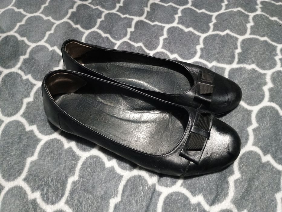 Botki baleriny damskie czarne kokardka niski obcas 1 cm r. 37