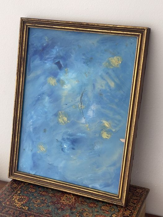 Quadro Abstrato Fluid Art acrilico por vazamento