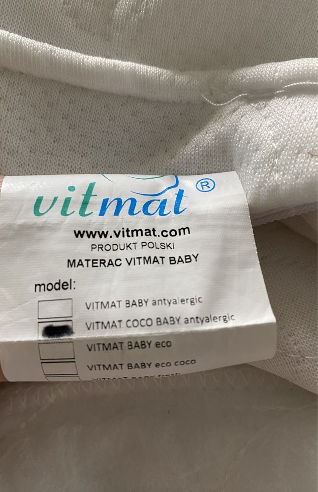 Materac niemowlecy 120x60x9cm lateks-kokos Vitmat coco-baby