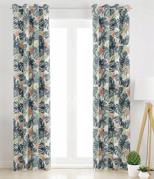 Gotowe Zasłony firany monstera 2szt na żabki 140x215