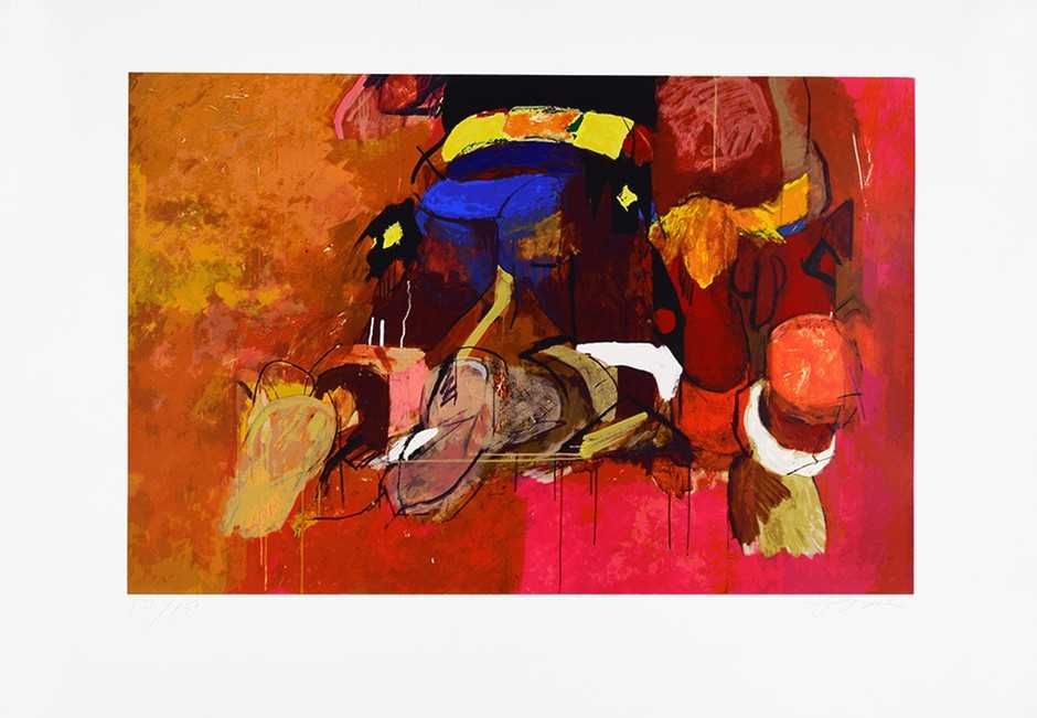 Rara Serigrafia emoldurada Júlio Pomar “Huka-Huka" na Amazónia, Brasil