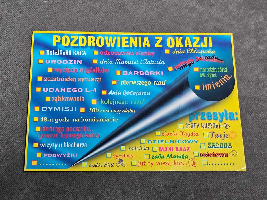 Pocztówki śmieszne zabawne humor - lata 90.