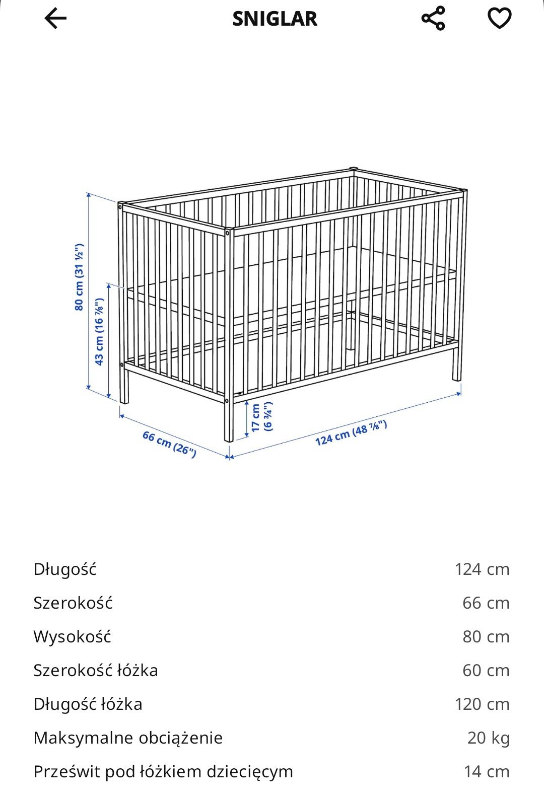 Łóżeczko dziecięce z materacem Ikea