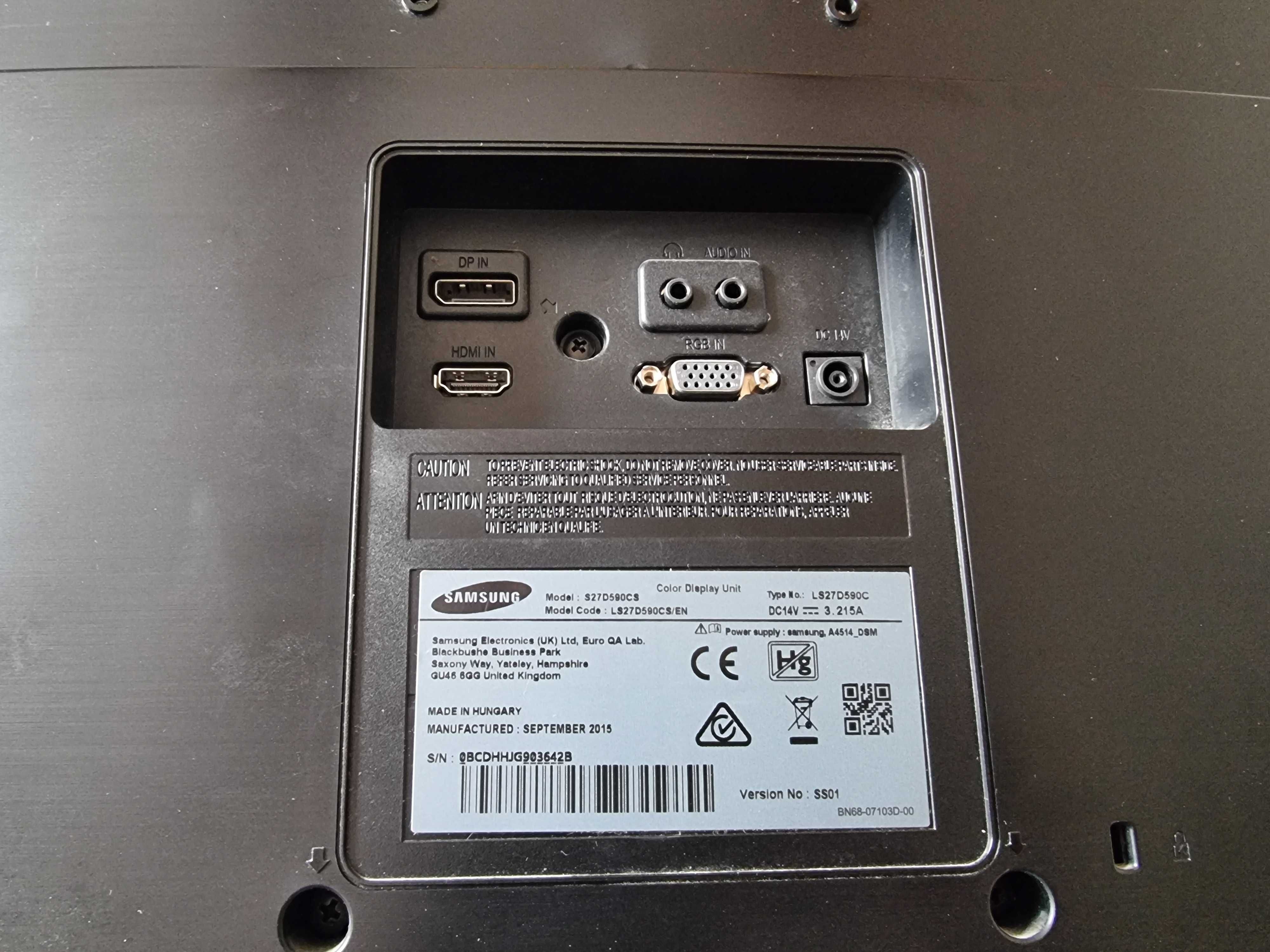 monitor samsung curved s27d590cs, wersja ss01, LS27D590CS/EN