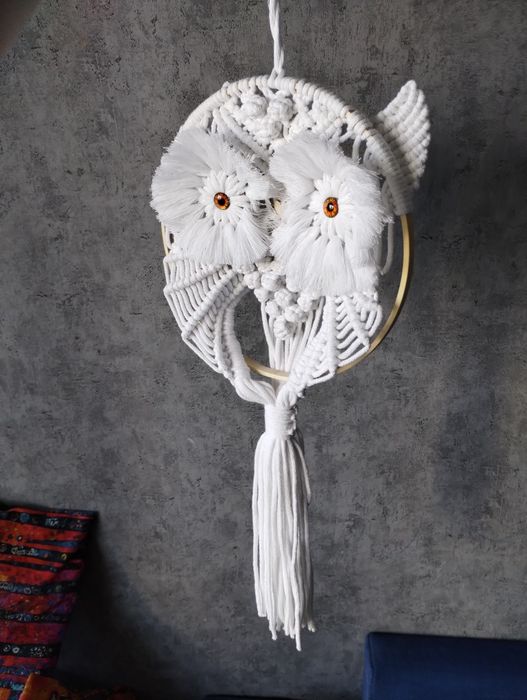 Sowa biała - makrama