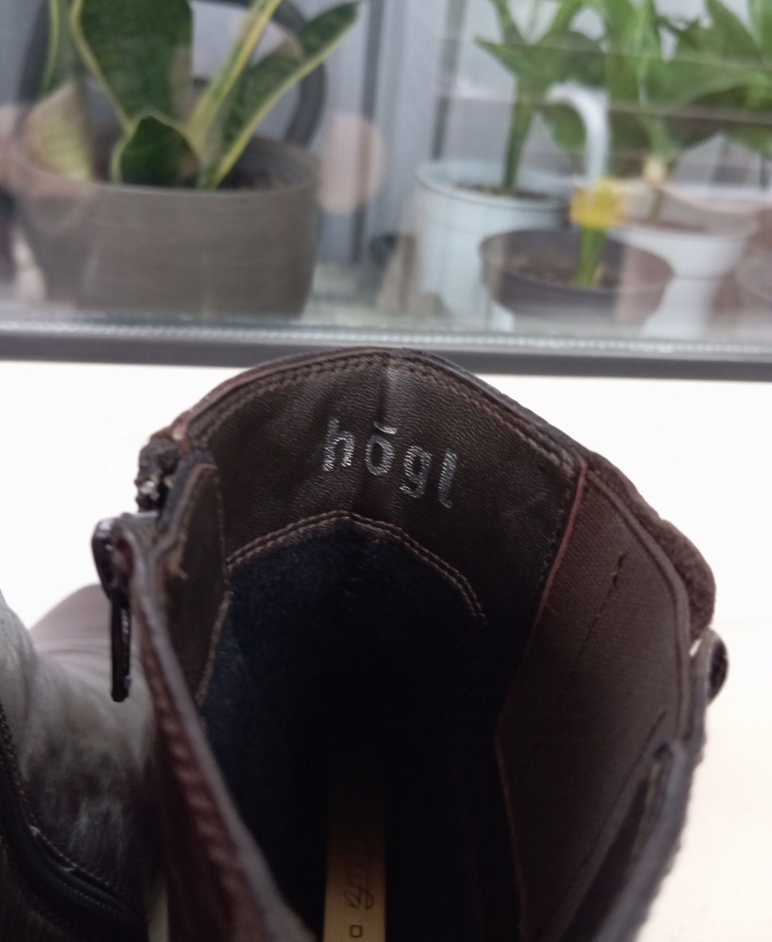 Skórzane brązowe buty botki, Hogl, rozmiar 37,5
