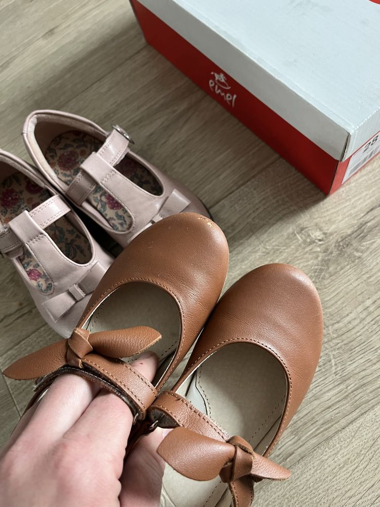 Baleriny baletki emel 28 brązowe kokardka buty buciki