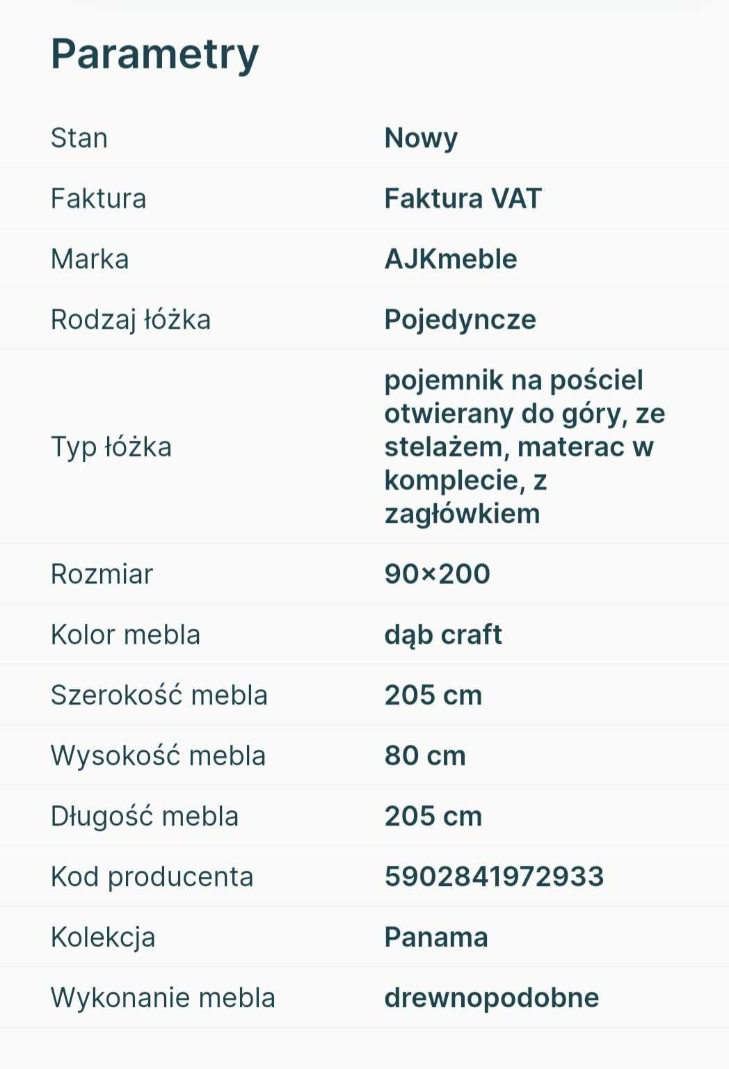 Łóżko jednoosobowe