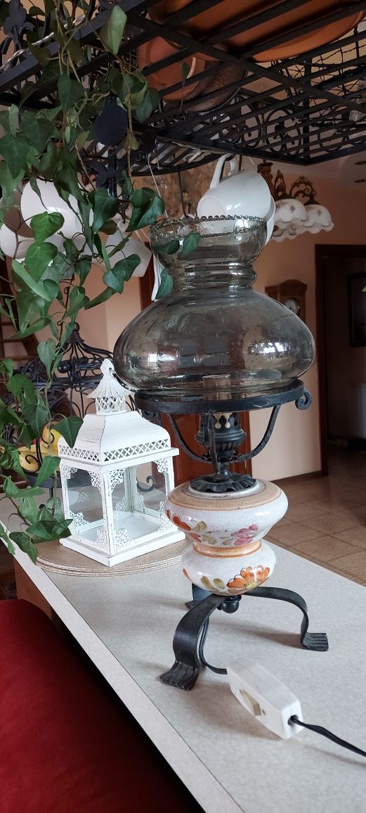 Lampa stojąca porcelana + metaloplastyka