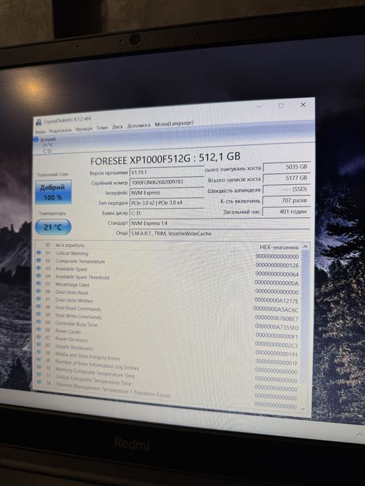 RedmiBook 15 2022 | i7 11390H/8Gb RAM/512Gb SSD