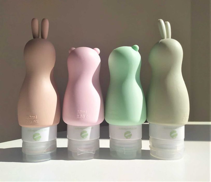 Kit reutilizável de 4 frascos 90ml de viagem