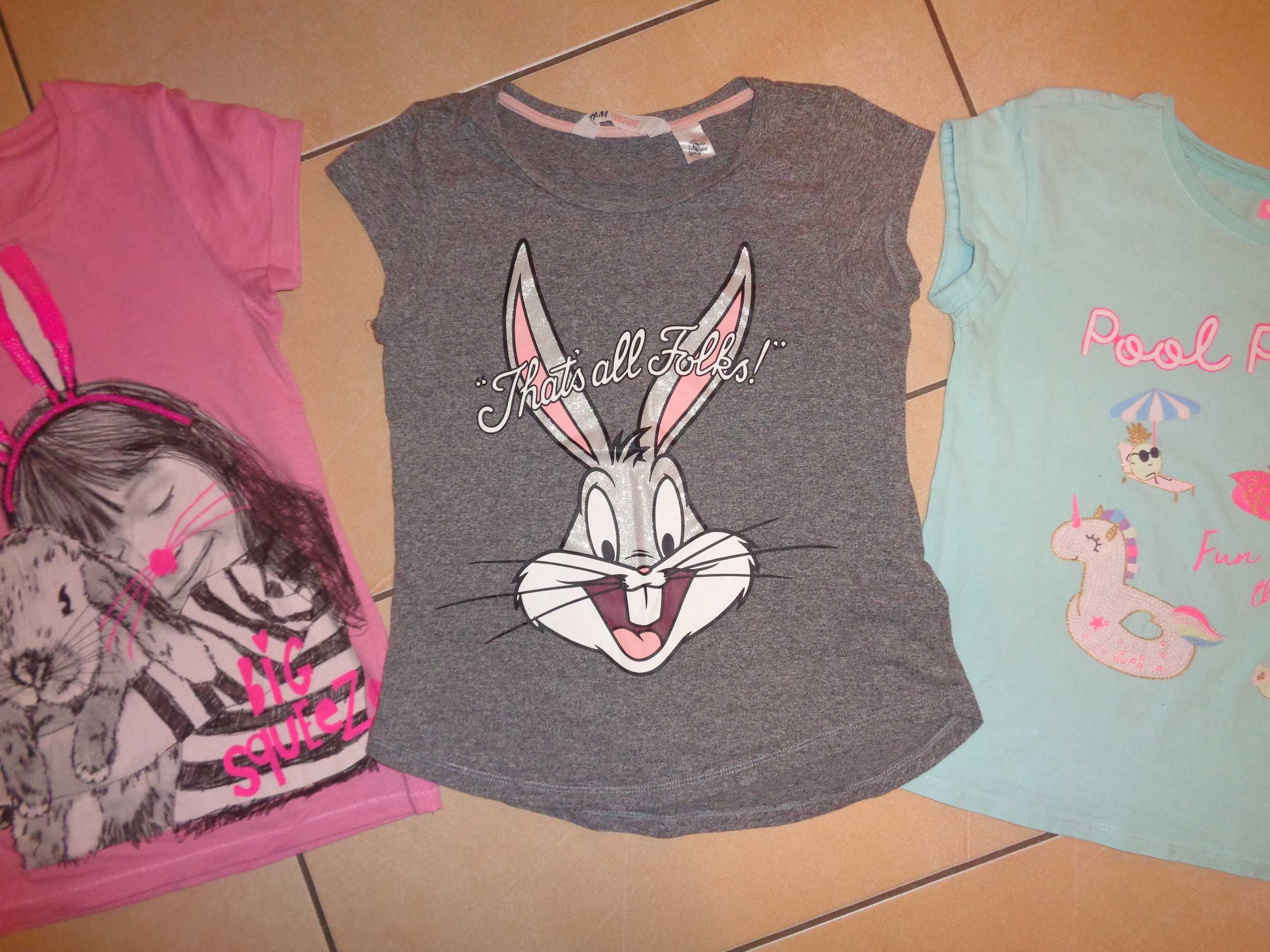 3x koszulki krótki rękaw OKAZJA Next H&M Cool Club Królik Bugs Unicorn