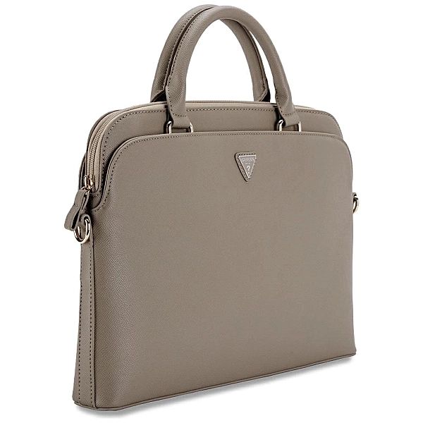 Torba Guess Grained Zipper Pocket Triangle Logo na laptopa 15" - brązo
