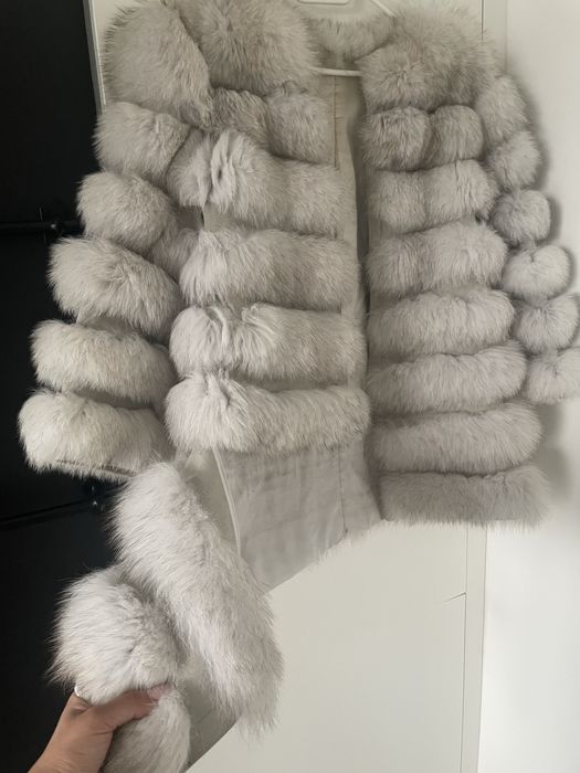 Futro naturalne, futro z bialego lisa 4 w 1