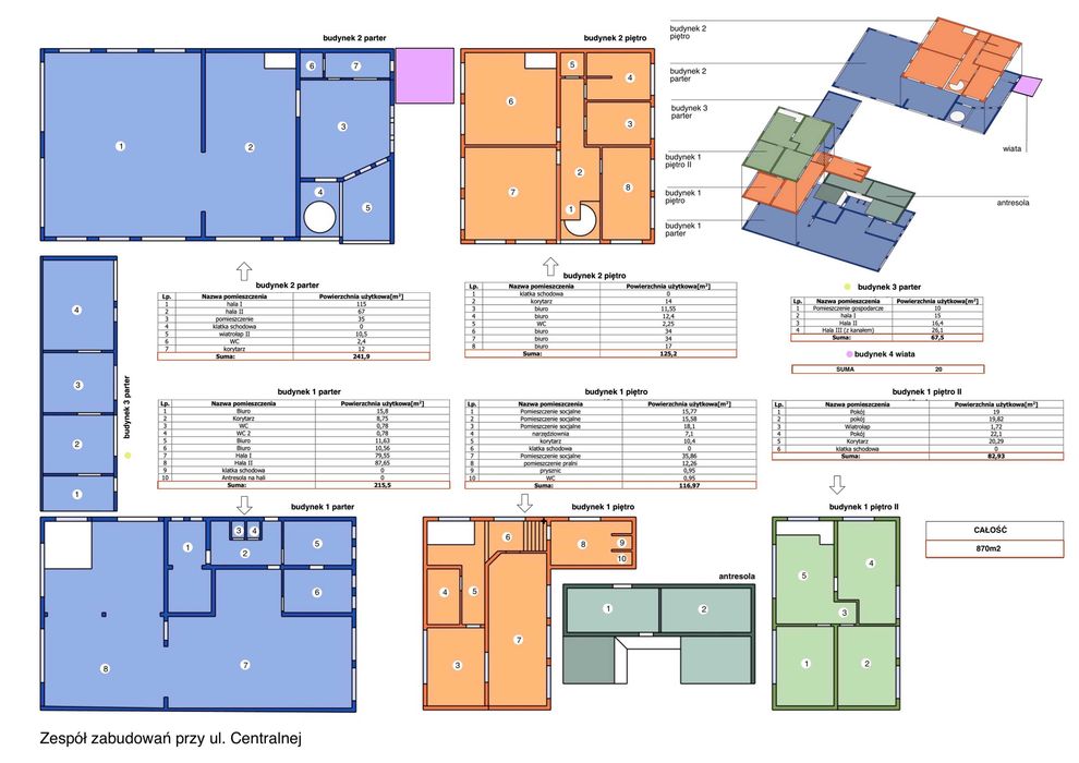 Budynek ul.CENTRALNA 65 lokale/hale od 65-870m2 wszystkie działalności