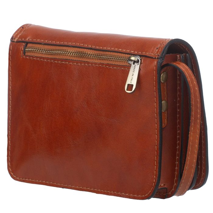 VERA PELLE torebka damska skórzana listonoszka z klapą V562 granatowa